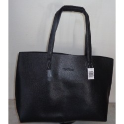 Bella Russo 15" Black Faux Leather Tote Bag